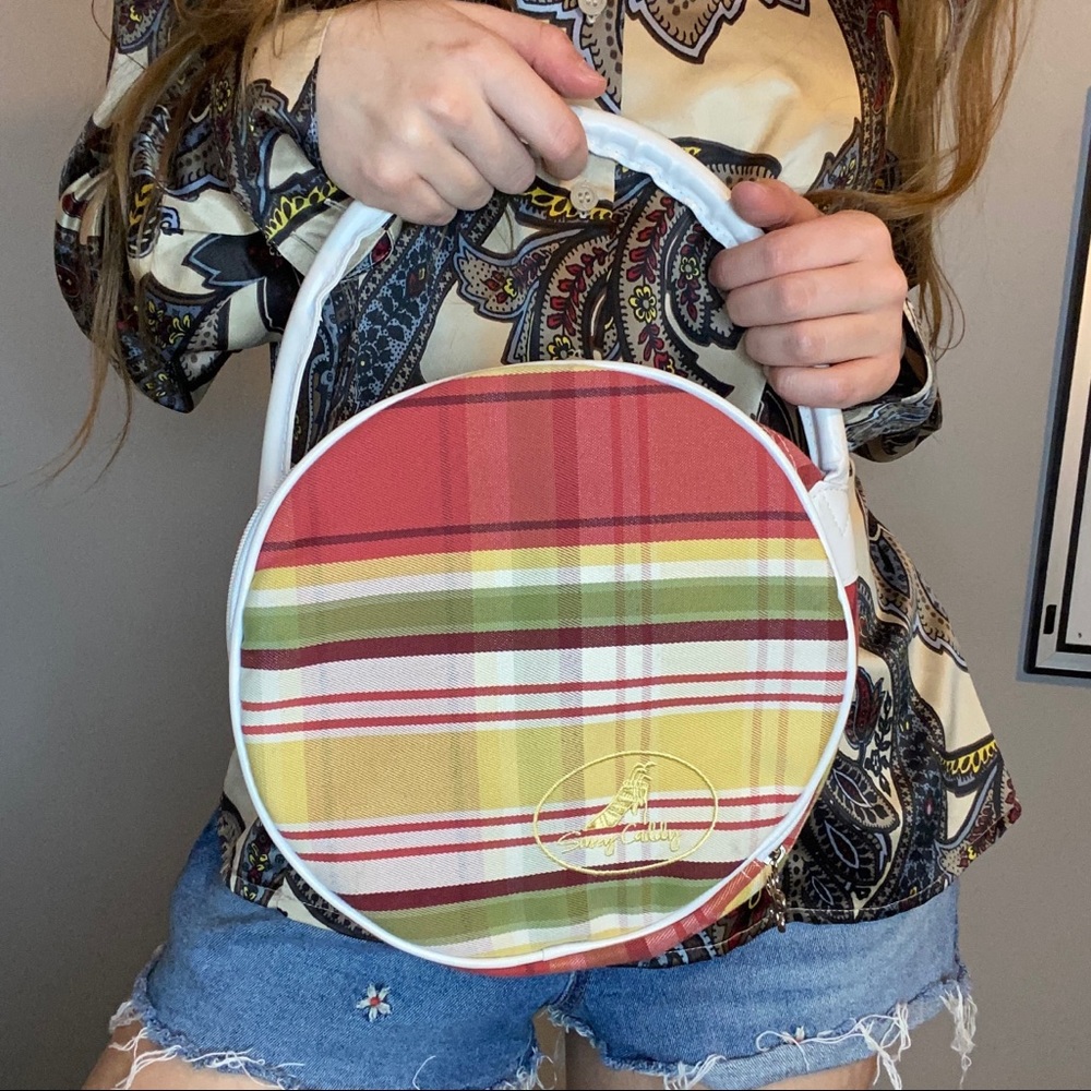 60s Style Plaid Circular Bag